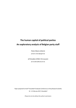 The Human Capital of Political Parties an Exploratory Analysis of Belgian Party Staff