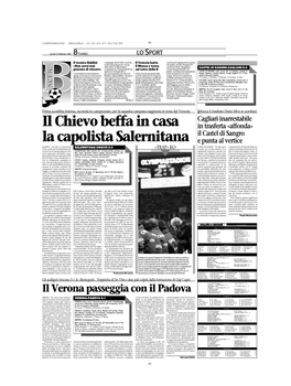 Il Chievo Beffa in Casa La Capolista Salernitana