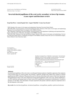 Inverted Ductal Papilloma of the Oral Cavity Secondary to Lower Lip Trauma