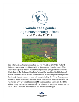 Rwanda and Uganda: a Journey Through Africa April 30 – May 13, 2016