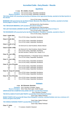 Dairy Breeds ~ Results Ayrshires Holstein