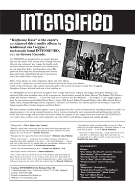 “Doghouse Bass” Is the Eagerly Anticipated Third Studio Album by Traditional Ska / Reggae / Rocksteady Band INTENSIFIED, out on Grover Records