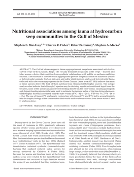 Nutritional Associations Among Fauna at Hydrocarbon Seep Communities in the Gulf of Mexico