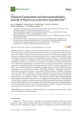 Chemical Composition and Immunomodulatory Activity of Hypericum Perforatum Essential Oils "2279