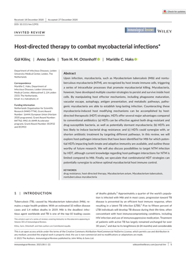 Directed Therapy to Combat Mycobacterial Infections*
