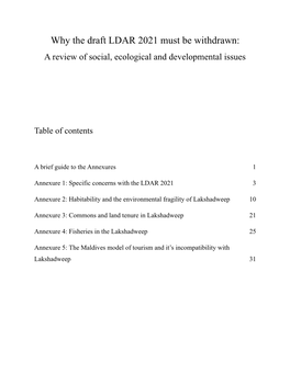 Why the Draft LDAR 2021 Must Be Withdrawn: a Review of Social, Ecological and Developmental Issues