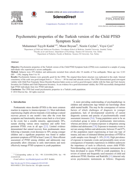 Psychometric Properties of the Turkish Version of the Child PTSD