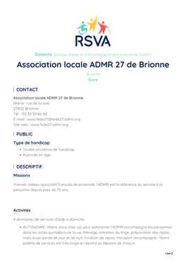 Association Locale ADMR 27 De Brionne Brionne Eure