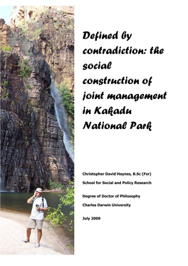 The Social Construction of Joint Management in Kakadu National Park