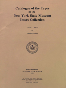 Catalogue of the Types in the New York State Museum Insect Collection