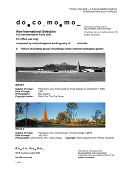 Docomomo Aust Full Fiche TOCAL COLLEGE CB Alexander Campus