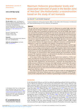 Maximum Holocene Groundwater Levels and Associated Extension of Peat in the Border Zone of `Het Gooi' (The Netherlands)