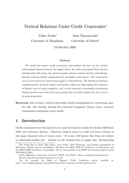 Vertical Relations Under Credit Constraints!