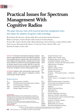 Practical Issues for Spectrum Management with Cognitive Radios