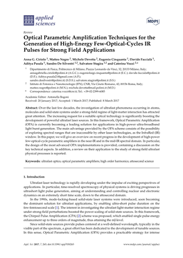 Optical Parametric Amplification Techniques for the Generation Of