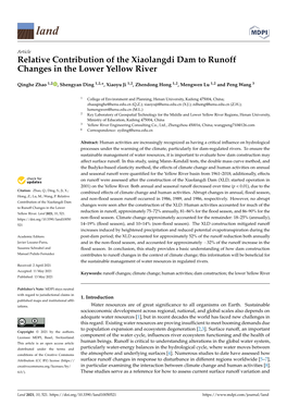 Relative Contribution of the Xiaolangdi Dam to Runoff Changes in the Lower Yellow River
