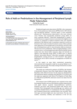 Role of Add-On Prednisolone in the Management of Peripheral Lymph Node Tuberculosis