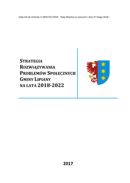 Strategia Rozwiązywania Problemów Społecznych Gminy Lipiany Na Lata 2018-2022