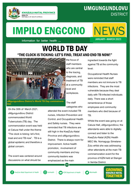 IMPILO ENGCONO NEWS Information for Better Health