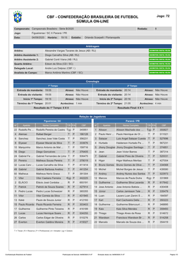 Confederação Brasileira De Futebol Súmula On-Line