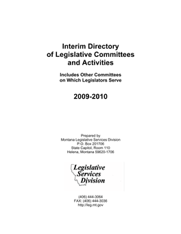 Interim Directory of Legislative Committees and Activities 2009-2010