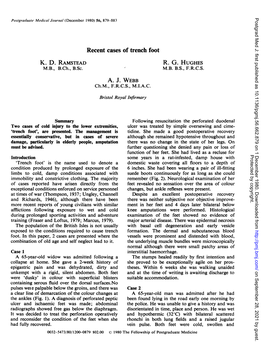 Recent Cases of Trench Foot A. J. WEBB R. G. HUGHES Further