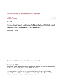 Redressing Impunity for Human Rights Violations: the Universtal Declaration and the Search for Accountability