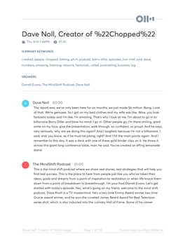 Dave Noll, Creator of %22Chopped%22 Thu, 6/10 7:46PM 57:20