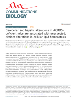 Cerebellar and Hepatic Alterations in ACBD5-Deficient Mice Are