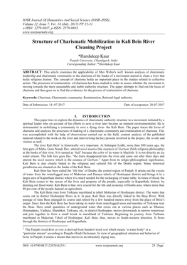 Structure of Charismatic Mobilization in Kali Bein River Cleaning Project