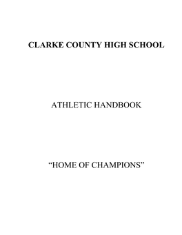 Clarke County High School Athletic Department Table of Contents