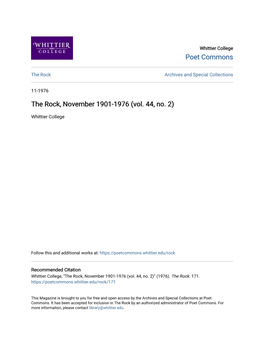 The Rock, November 1901-1976 (Vol. 44, No. 2)