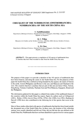(Opisthobranchia: Nudibranchia) of the South China Sea