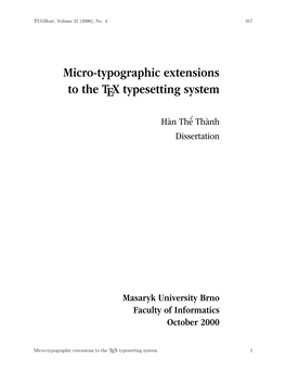 Micro-Typographic Extensions to the TEX Typesetting System