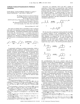 Antibody-Catalyzed Enantioselective Robinson Annulation