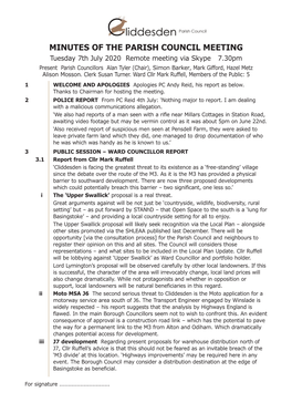 Minutes of the Parish Council Meeting