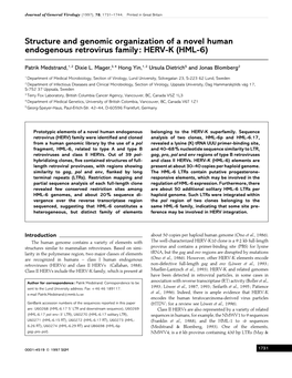 Structure and Genomic Organization of a Novel Human Endogenous Retrovirus Family: HERV-K (HML-6)