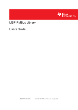 MSP Pmbus Library Users Guide