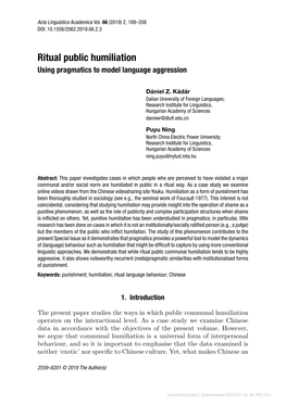 Ritual Public Humiliation Using Pragmatics to Model Language Aggression