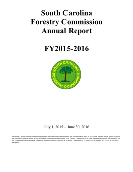 South Carolina Forestry Commission Annual Report FY2015-2016