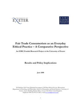 Fair Trade Consumerism As an Everyday Ethical Practice – a Comparative Perspective