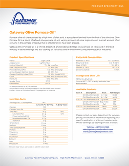 Gateway Olive Pomace Oil©