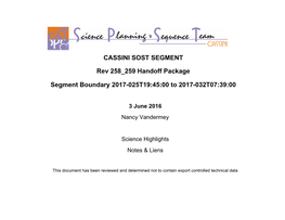 CASSINI SOST SEGMENT Rev 258 259 Handoff Package