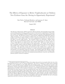 The Effects of Exposure to Better Neighborhoods on Children