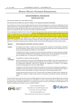 Air Quality Act: Notification: Eskom-Fired Power Station