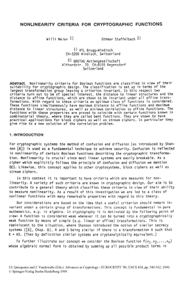 Nonlinearity Criteria for Cryptographic Functions