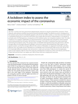 A Lockdown Index to Assess the Economic Impact of the Coronavirus Marius Faber*†, Andrea Ghisletta*† and Kurt Schmidheiny*†