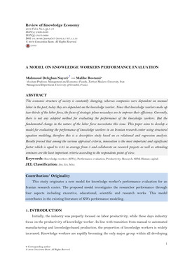 A Model on Knowledge Workers Performance Evaluation