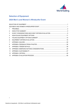 Selection of Equipment 2024 Men's and Women's Windsurfer Event