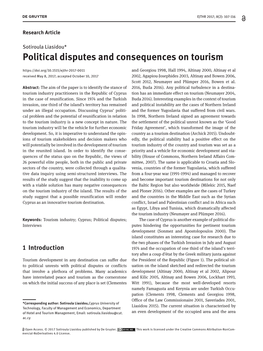 Political Disputes and Consequences on Tourism